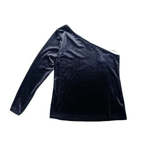 Old Navy Women's One Shoulder Velvet Long Sleeve Top Dark Navy Size L Festival